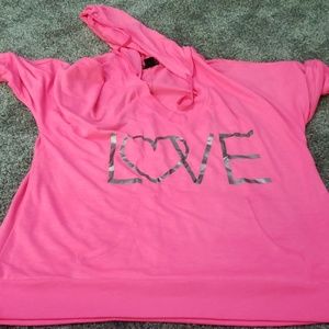 Hooded short sleeve sweatshirt